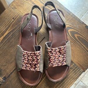 Roxy Leather Multicolor Woven Flat Sandals